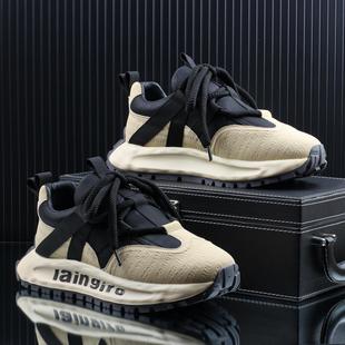 2024秋冬季新款高级感时尚休闲鞋厚底增高老爹鞋男款潮流运动男鞋