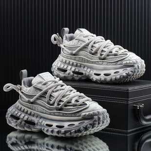 欧洲站男鞋擦色做旧脏脏鞋厚底增高老爹鞋男款潮流运动休闲鞋透气