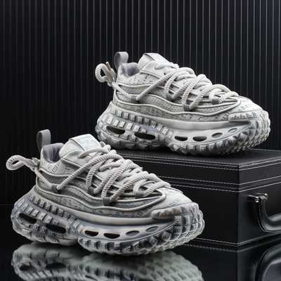 擦色做旧脏脏鞋厚底增高老爹鞋男