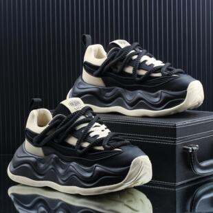 欧洲站男鞋2024秋冬季新款高级感老爹鞋男款厚底增高运动休闲鞋子
