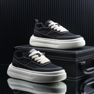 2026夏季新款网面薄款休闲板鞋男款白色透气百搭小白鞋子增高男鞋