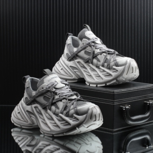 高级感潮牌轻奢痞帅休闲老爹鞋男款2026夏季新款网面透气增高男鞋