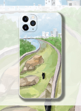 手绘原创趣味文艺猫咪适用于苹果13荣60P50荣耀60三星S21手机壳