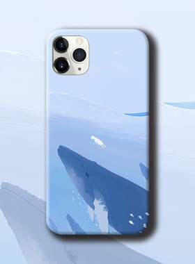 趣味可爱鲸鱼适用于苹果13荣60P50荣耀60三星S21手机壳