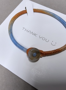 精工手编蜡线金刚结翡翠扣子手绳，手围约16，可定制，已初步褪蜡