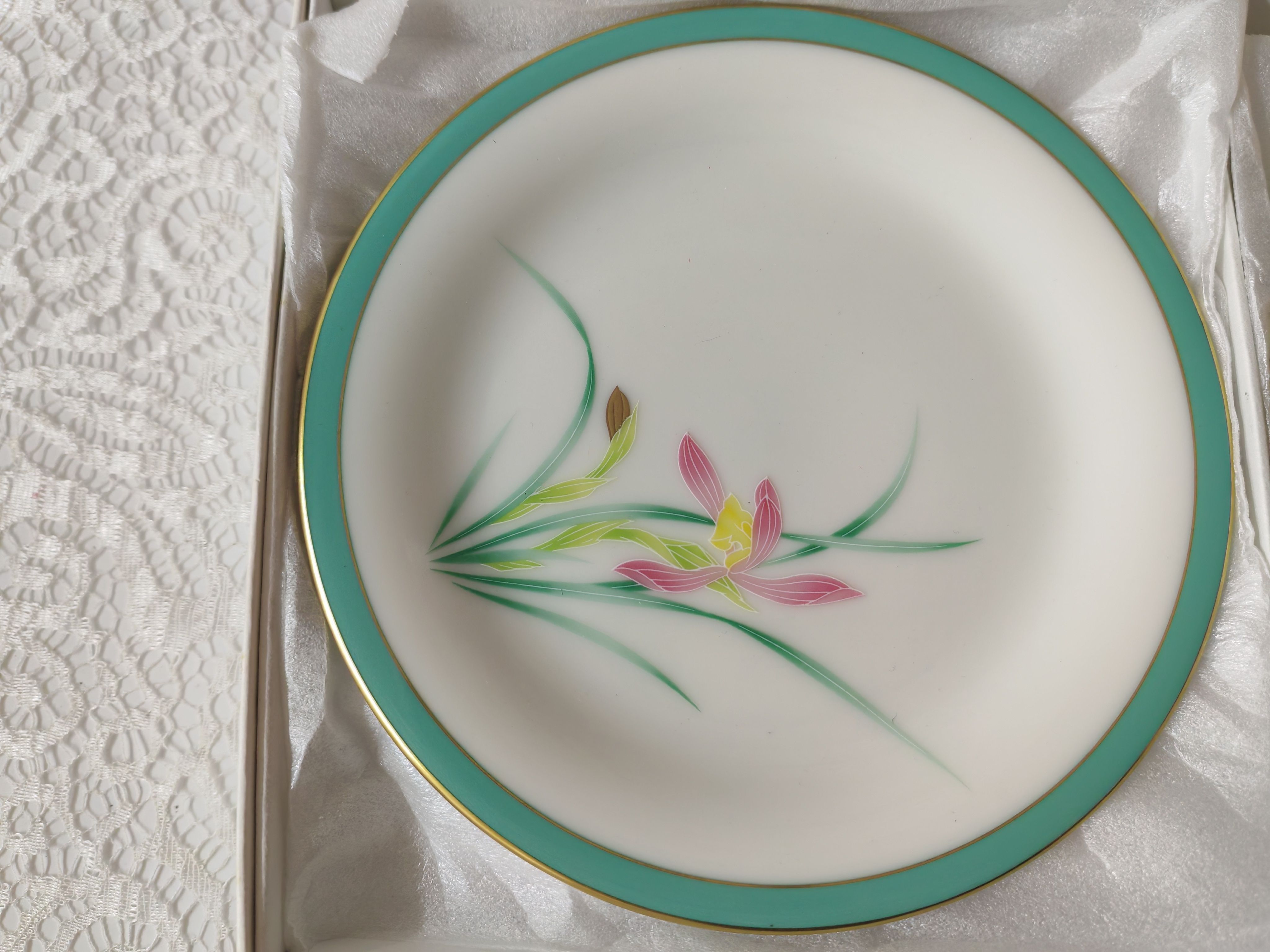 国现日本御用（香兰社）兰花甜品碟彩色陶瓷餐具盘子日本进口正品
