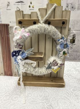日本手作合集-皆川明蝴蝶等毛线组合挂饰，直径约16.5厘米，国现