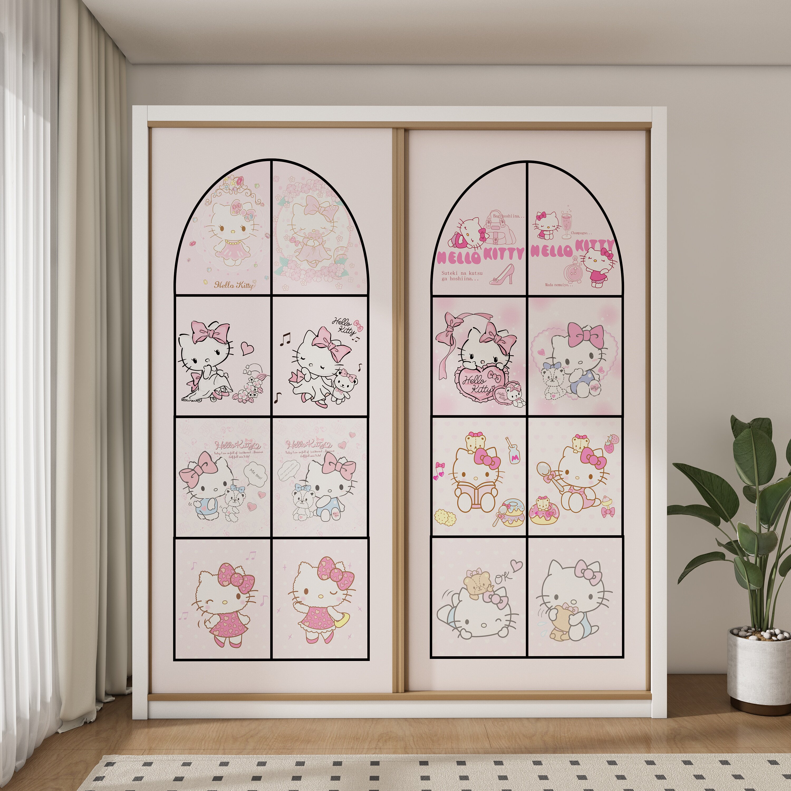 HelloKitty自粘衣柜贴纸遮丑