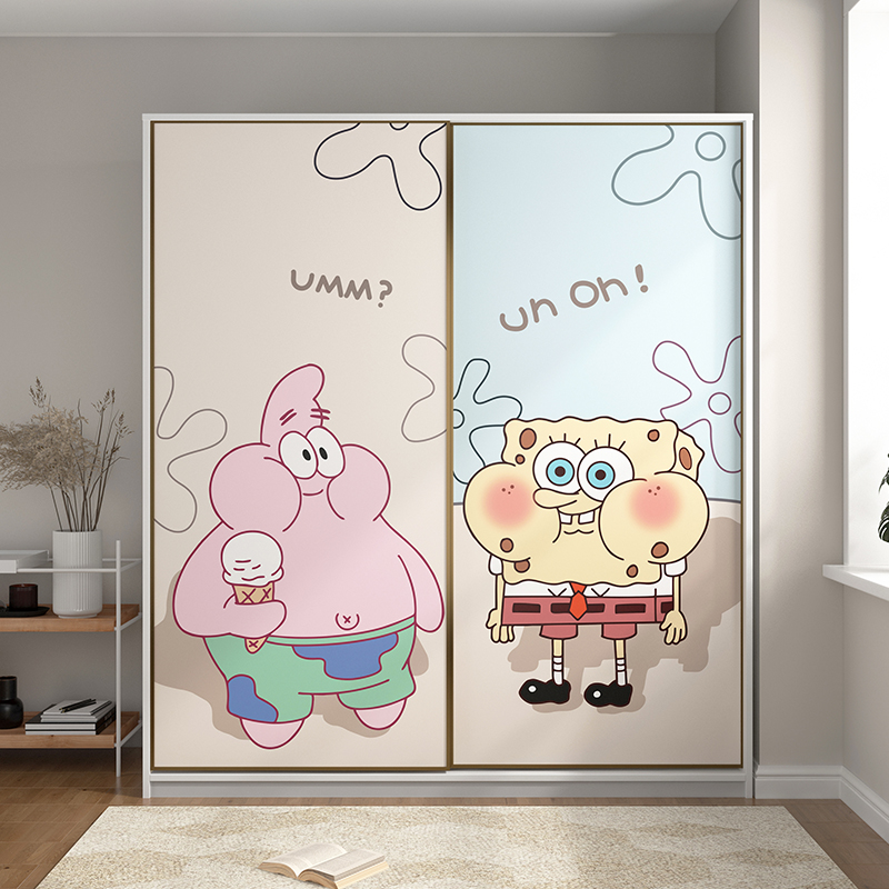 海绵宝宝自粘特厚衣柜贴纸防水