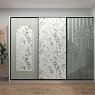 衣柜翻新移门改造复古玻璃推拉门不透明自粘墙纸柜门贴纸环保贴膜