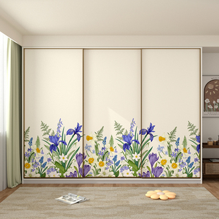 ins风简约花卉自粘防水贴纸家具衣柜移门翻新改色加厚不透底墙纸