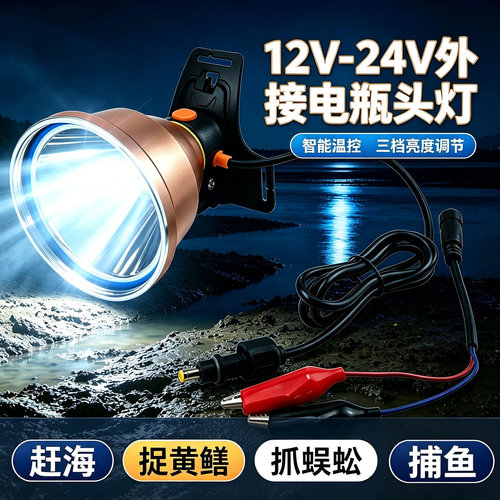 12v头灯强光外接电瓶大光圈灯头