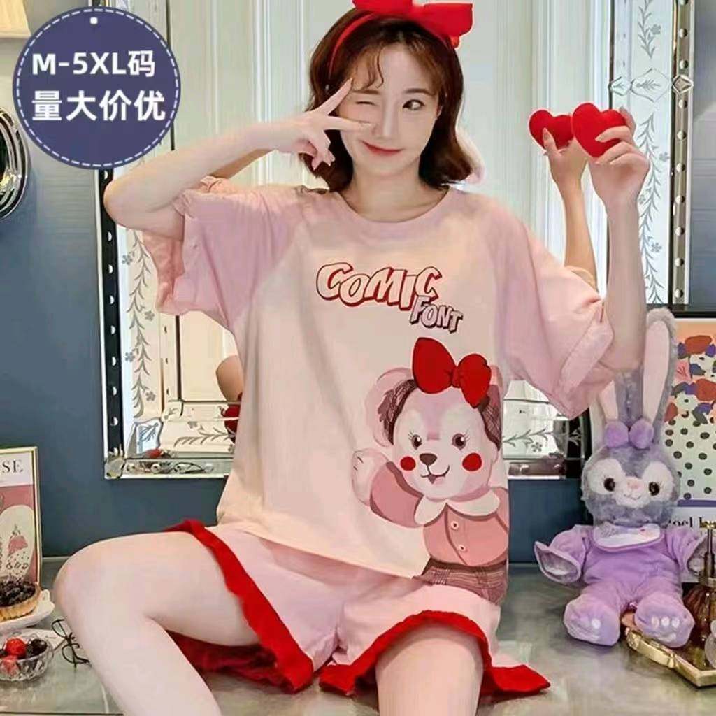 5XL码睡衣女夏季2023年新款短袖少女士初中学生卡通ins休闲家居服,女士内衣/男士内衣/家居服,睡袍/浴袍,淘宝优惠券,粉丝福利购,淘宝优惠卷