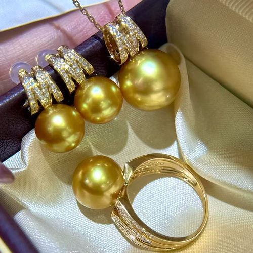 高级定制*浓茶金18K金钻石套装