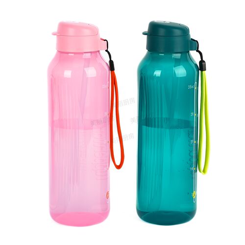 特百惠1.2L动感水力瓶 户外运动大容量带刻度提绳塑料水杯