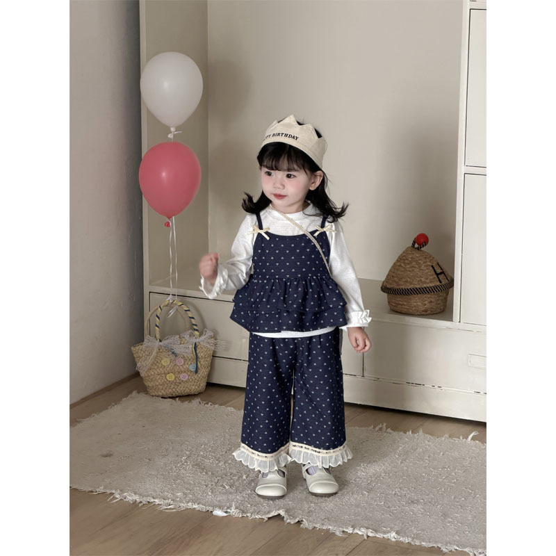 婴儿衣服女童春装韩版爱心牛仔套儿童运动套装