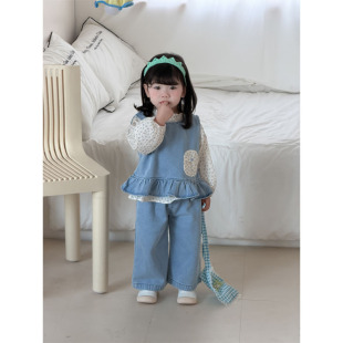 婴儿衣服女童春装韩版时尚套装娃娃衫女宝宝新款春秋款牛仔三件套