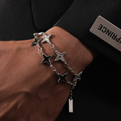 SAZ 潮流四芒星星串珠叠戴手链男女可调节新款 简约百搭手饰高级感