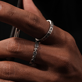 SAZ 哥特风新中式 玫瑰花骷髅图腾叠戴戒指男女做旧细指环情侣对戒