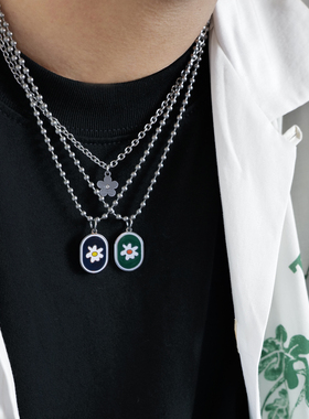 SAZ 夏日多巴胺雏菊项链彩色滴胶轻奢小众叠戴双层嘻哈男女锁骨链
