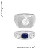 SAZ 韩国风宽版 方形镶钻蓝宝石戒指轻奢冷淡风高级感钛钢情侣对戒