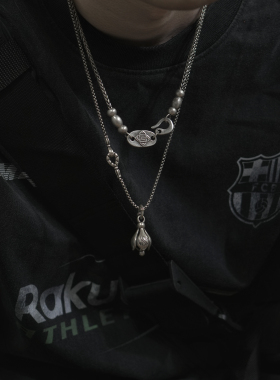 古着莲花朵吊坠ins风项链男女