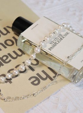 淡水珍珠不对称甜酷风小众锁骨链