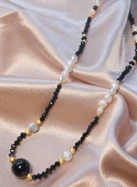 黑曜石淡水珍珠甜酷复古轻奢ins