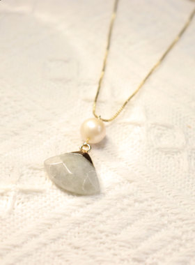 月光石淡水珍珠盒子链简约大气