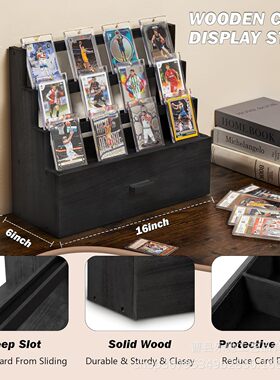 PTCG球星卡木质卡砖展示框PSA评级卡展示架收纳箱BGS评分卡收纳箱