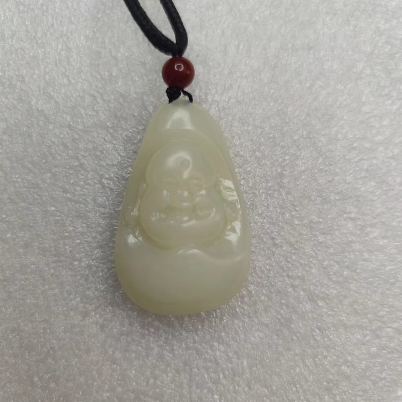 和田玉金山白玉笑佛白细油润可项坠毛衣坠送太太送女儿好配礼盒