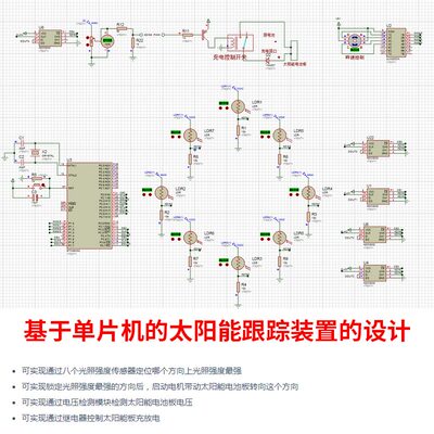 基于单片机的太阳能跟踪装置设计+Proteus仿真自动追光8光照强度