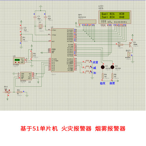 基于51单片机的火灾报警器设计proteus仿真温度烟雾检测控制系统 - 封面