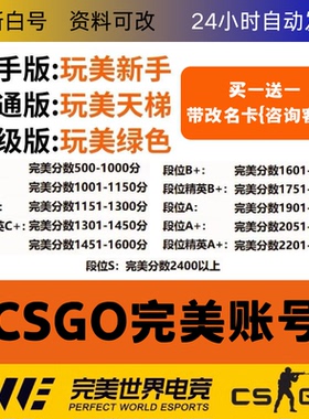 CSGO完美账号绿色认证老兵天梯号CS2新手老兵D炸鱼低分段位号白号
