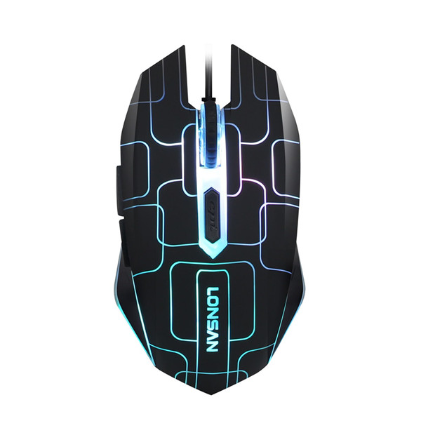 朗森lm-g2u 游戏usb鼠标 7彩呼吸发光黑色优u口游戏办公竞技鼠标