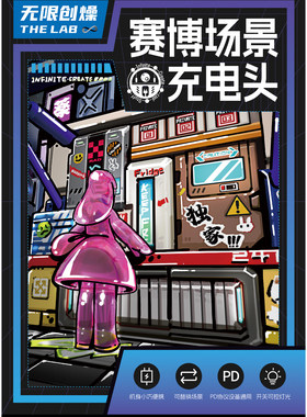 无限创燥THE LAB赛博风场景空间站款充电器35W快充潮玩摆件周边