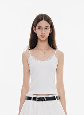 Azmi简约蕾丝花边吊带背心女春秋季新款修身显瘦内搭打底衫上衣服