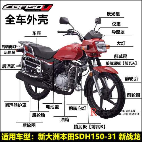 本田CBF150U导流罩大灯仪表挡泥