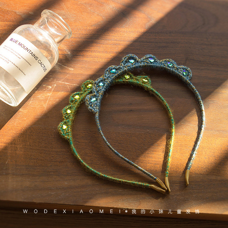 我的小妹儿童王冠发箍手工毛线钩针公主发卡女孩女童皇冠发箍头饰