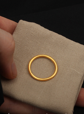 沙金饰品古法莲花传承素圈戒指女小众轻奢高级感设计情侣对戒配饰