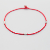 如歌行板925纯银米粒珠细软贴身手工红绳脚链定制情侣黑绳 包邮 女