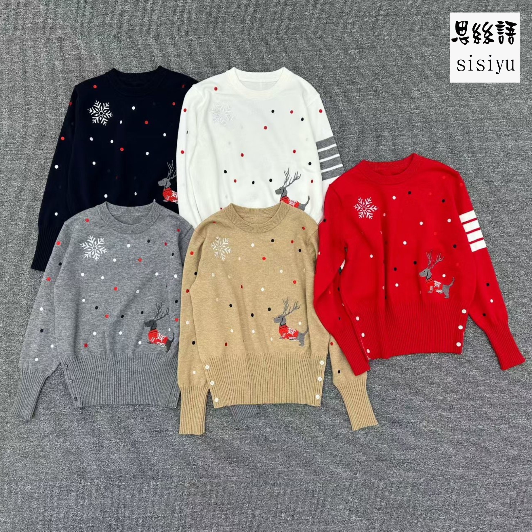 轻奢重工刺绣雪花小狗图案毛衣女秋冬新款时尚波点绣花百搭针织衫