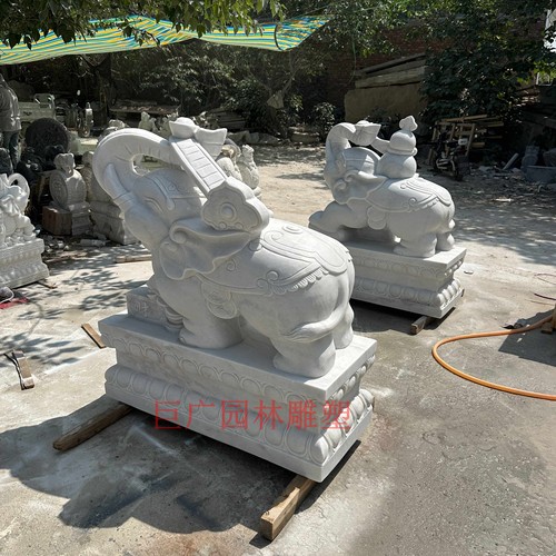 石雕汉白玉招财大象看门镇宅别墅庭院门口摆件