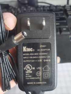 Ktec KSA-36W-120300HU 电源适配器充电器电源线12v3a 5.5*2.5