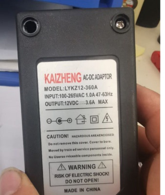 适用 KAIZHENG电源适配器LYKZ12-360A 12VDC=3.6A显示器电源线