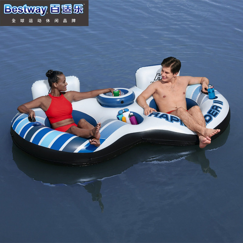 bestway特厚双人水上充气浮岛 出海度假情侣冲气浮排 大号浮床玩