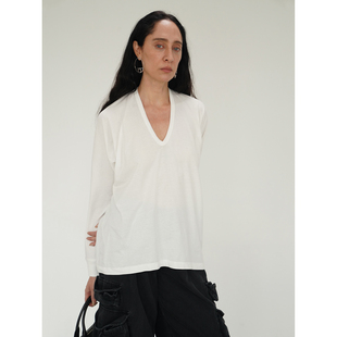 「冬」100精梳棉日常通勤基础一体成型水滴领长袖 2025 T恤 Bow