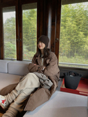 舒适温暖大包裹日系美拉德廓形水洗高支棉长大衣 冬季 Bow 2023