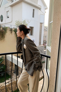 女外套套装 ABow2023 华丽珠片中性无性别廓形羊毛西装 70S经典 春季