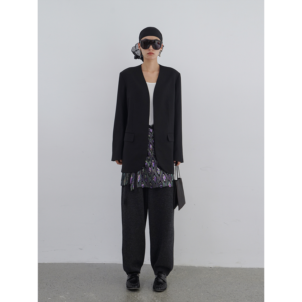 ABow2025优雅深V修身西装外套